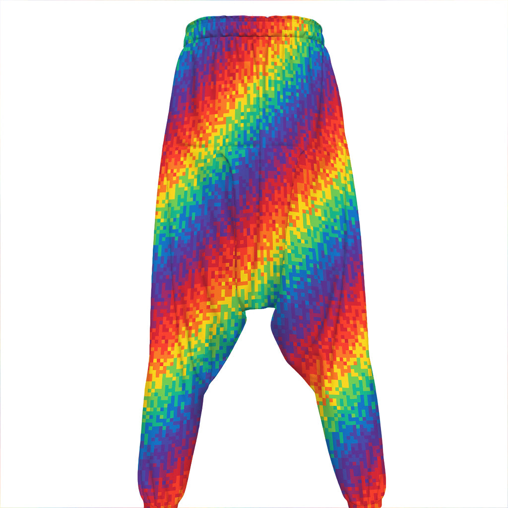 Pixel Rainbow Pattern Print Hammer Pants