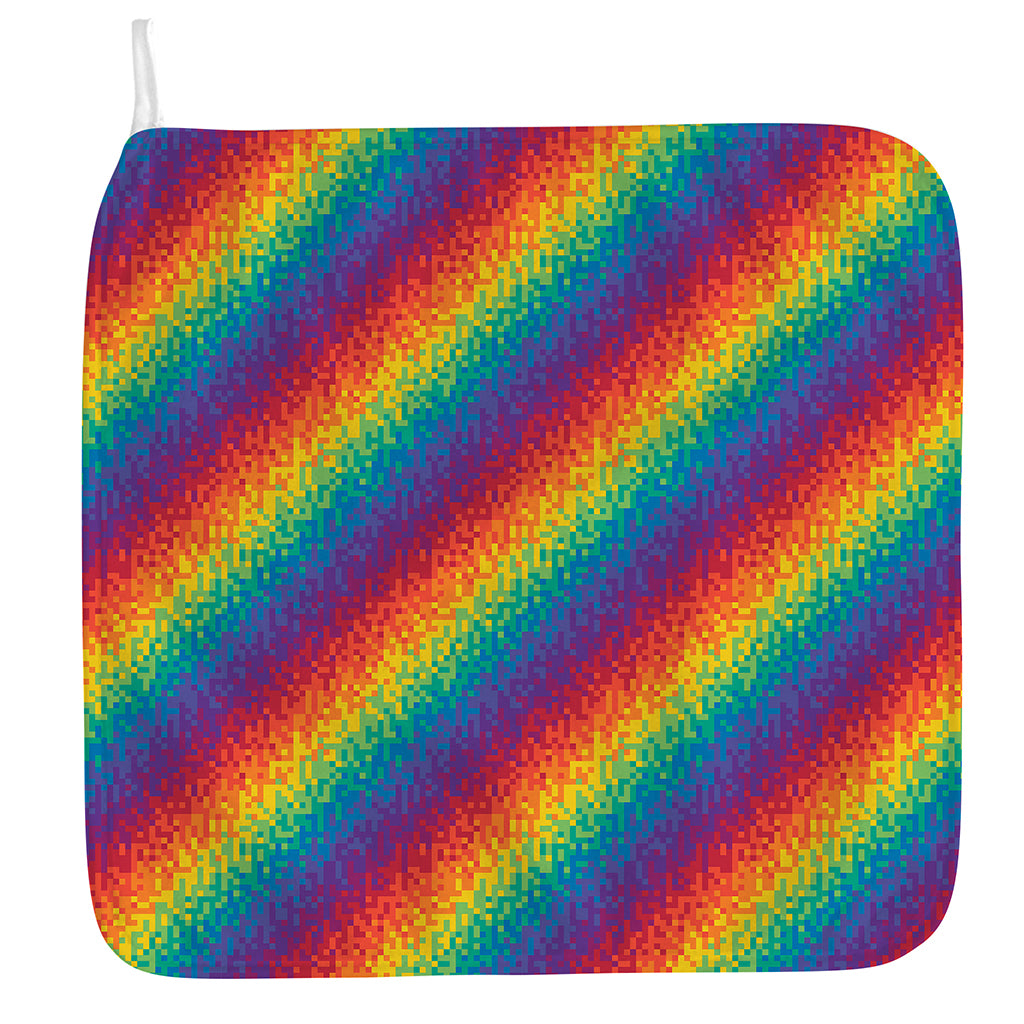 Pixel Rainbow Pattern Print Hand Towel