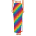 Pixel Rainbow Pattern Print High Slit Maxi Skirt