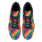 Pixel Rainbow Pattern Print High Top Leather Sneakers