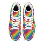 Pixel Rainbow Pattern Print High Top Leather Sneakers