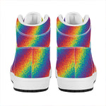 Pixel Rainbow Pattern Print High Top Leather Sneakers