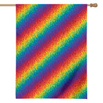 Pixel Rainbow Pattern Print House Flag