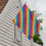 Pixel Rainbow Pattern Print House Flag