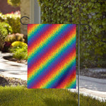 Pixel Rainbow Pattern Print House Flag