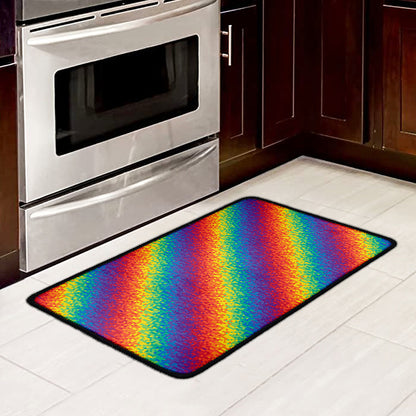 Pixel Rainbow Pattern Print Kitchen Mat