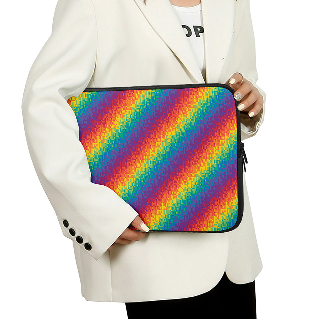 Pixel Rainbow Pattern Print Laptop Sleeve