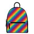 Pixel Rainbow Pattern Print Leather Backpack