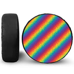 Pixel Rainbow Pattern Print Leather Spare Tire Cover