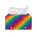 Pixel Rainbow Pattern Print Leather Tissue Box Cover