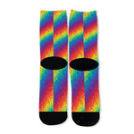 Pixel Rainbow Pattern Print Long Socks