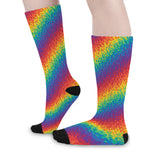 Pixel Rainbow Pattern Print Long Socks