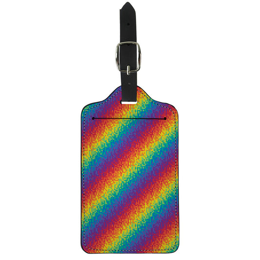 Pixel Rainbow Pattern Print Luggage Tag
