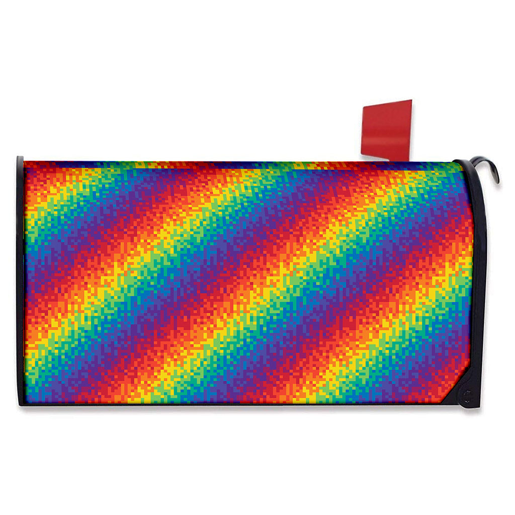 Pixel Rainbow Pattern Print Mailbox Cover
