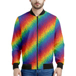 Pixel Rainbow Pattern Print Men's Bomber Jacket