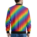 Pixel Rainbow Pattern Print Men's Bomber Jacket