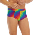 Pixel Rainbow Pattern Print Men's Briefs