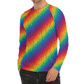 Pixel Rainbow Pattern Print Men's Long Sleeve Rash Guard