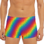 Pixel Rainbow Pattern Print Men's Short Boxer Briefs
