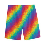 Pixel Rainbow Pattern Print Men's Sports Shorts