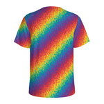 Pixel Rainbow Pattern Print Men's Sports T-Shirt