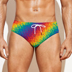 Pixel Rainbow Pattern Print Men's Swim Briefs