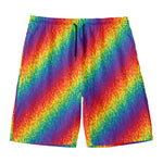 Pixel Rainbow Pattern Print Men's Swim Trunks