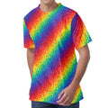 Pixel Rainbow Pattern Print Men's Velvet T-Shirt