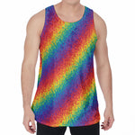 Pixel Rainbow Pattern Print Men's Velvet Tank Top