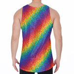 Pixel Rainbow Pattern Print Men's Velvet Tank Top
