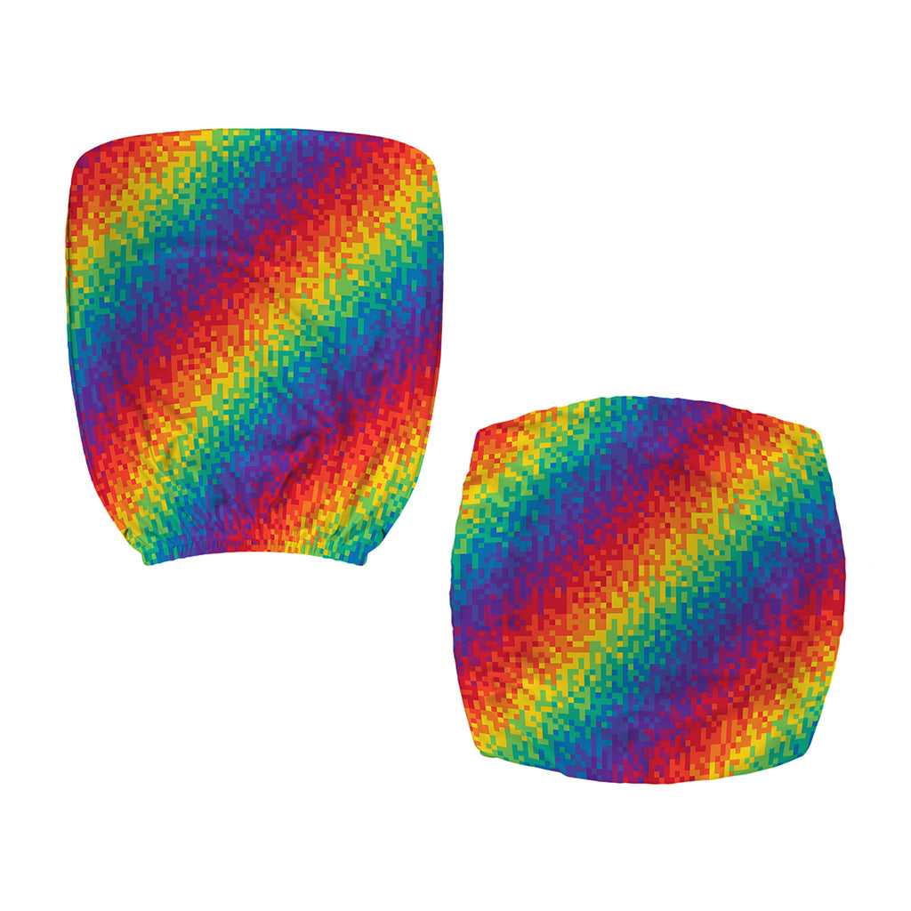 Pixel Rainbow Pattern Print Office Chair Cover