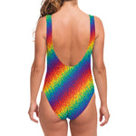 Pixel Rainbow Pattern Print One Piece Swimsuit