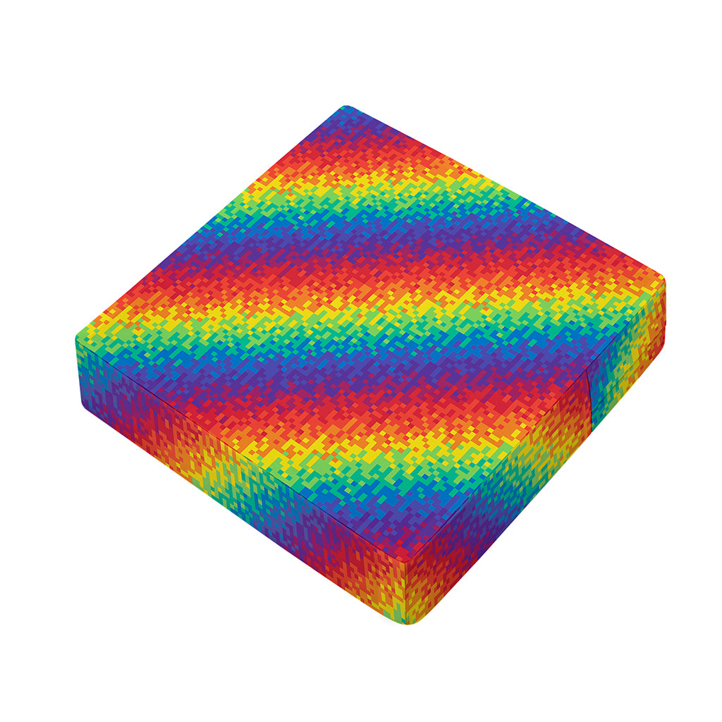 Pixel Rainbow Pattern Print Outdoor Seat Cushion Cover