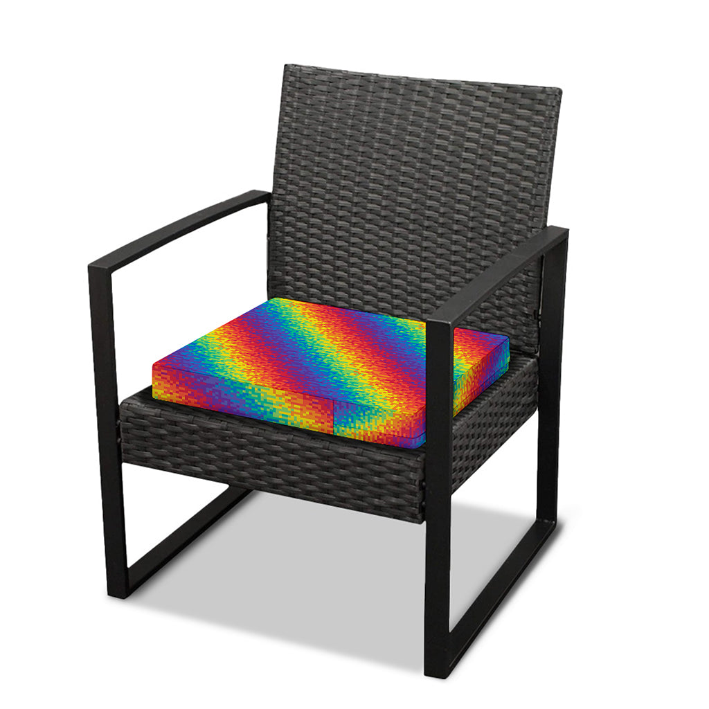 Pixel Rainbow Pattern Print Outdoor Seat Cushion Cover