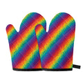 Pixel Rainbow Pattern Print Oven Mitts