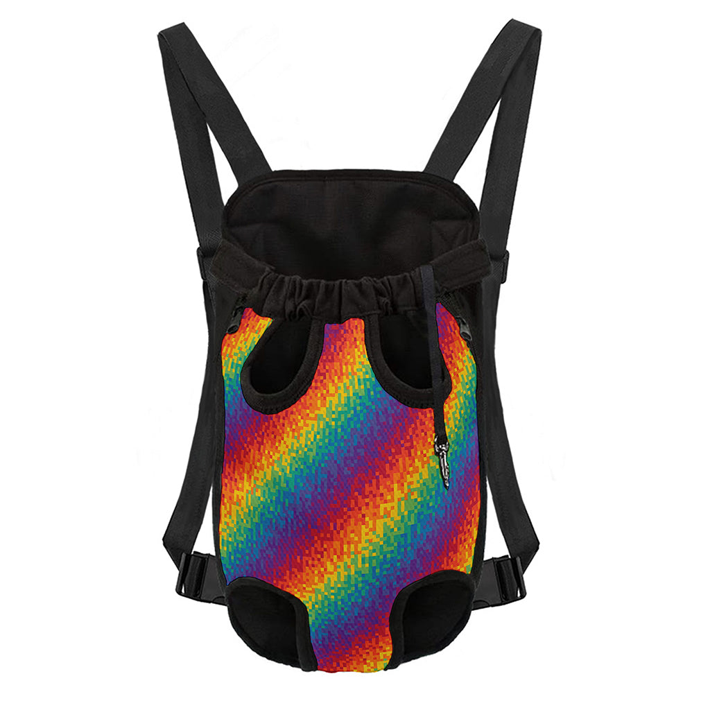 Pixel Rainbow Pattern Print Pet Carrier Backpack