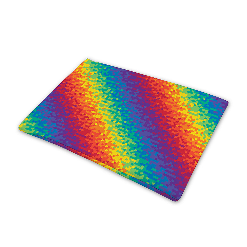 Pixel Rainbow Pattern Print Pet Cooling Mat Cover