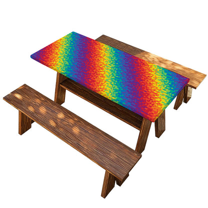 Pixel Rainbow Pattern Print Picnic Table Cover