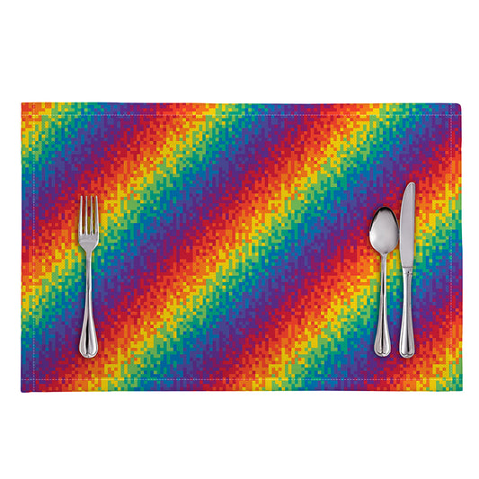 Pixel Rainbow Pattern Print Placemat