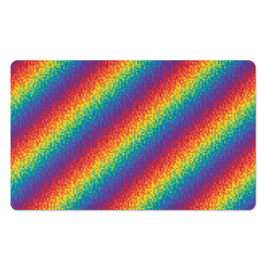 Pixel Rainbow Pattern Print Polyester Doormat