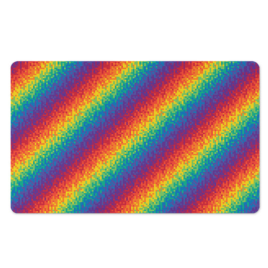 Pixel Rainbow Pattern Print Polyester Doormat