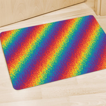 Pixel Rainbow Pattern Print Polyester Doormat