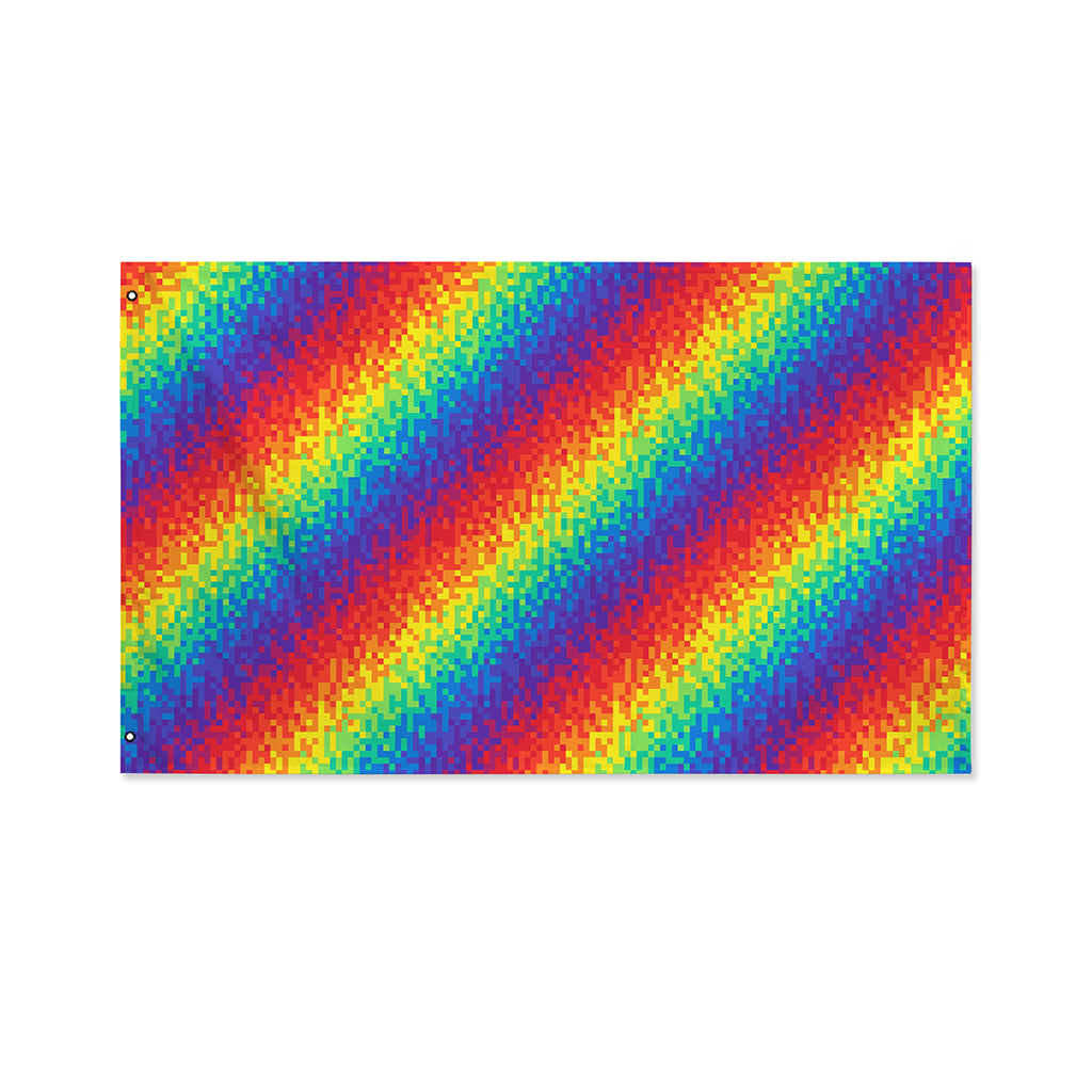 Pixel Rainbow Pattern Print Polyester Flag