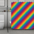 Pixel Rainbow Pattern Print Polyester Shower Curtain