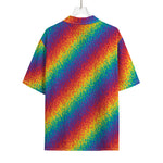 Pixel Rainbow Pattern Print Rayon Hawaiian Shirt