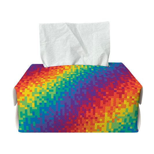 Pixel Rainbow Pattern Print Rectangle Tissue Box Cover