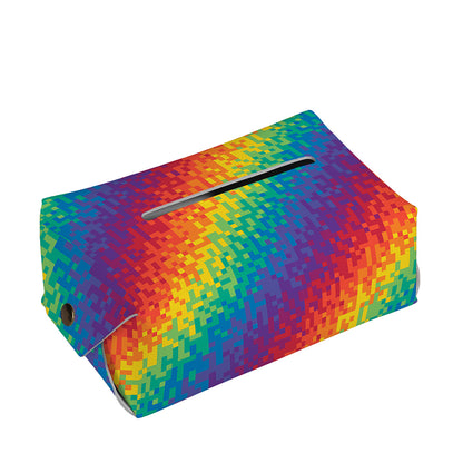 Pixel Rainbow Pattern Print Rectangle Tissue Box Cover