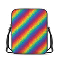 Pixel Rainbow Pattern Print Rectangular Crossbody Bag