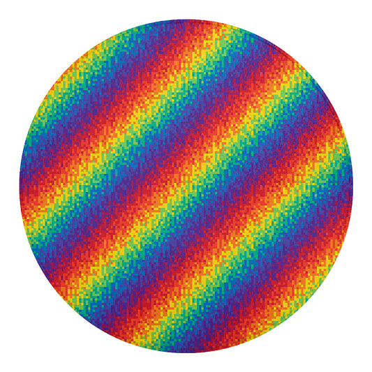 Pixel Rainbow Pattern Print Round Blanket