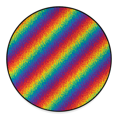 Pixel Rainbow Pattern Print Round Floor Mat
